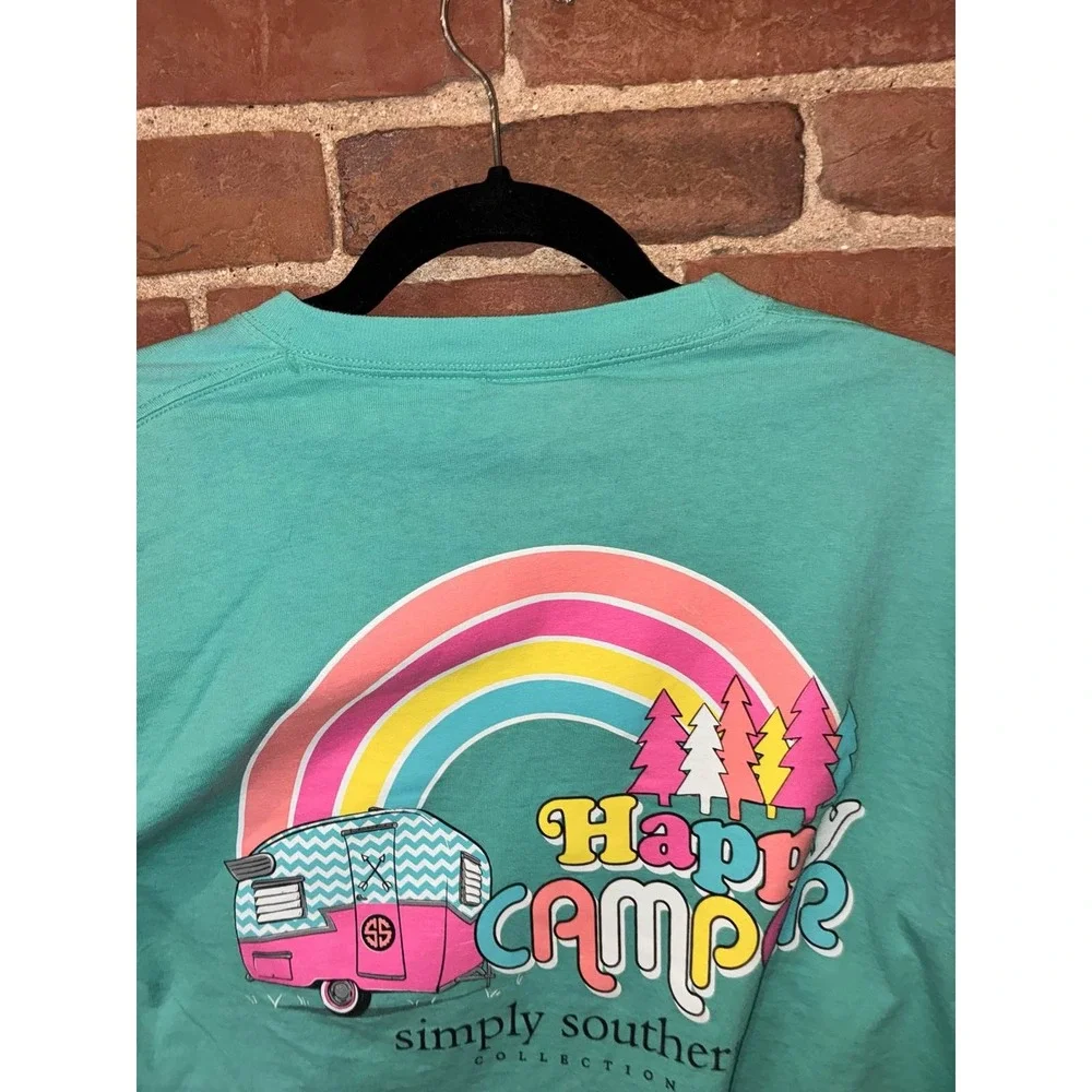 Simply Southern Teal Long Sleeve Graphic Tee‎ Turtle Logo